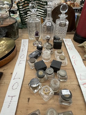 Lot 1756 - A collection of vintage inkwells, three...