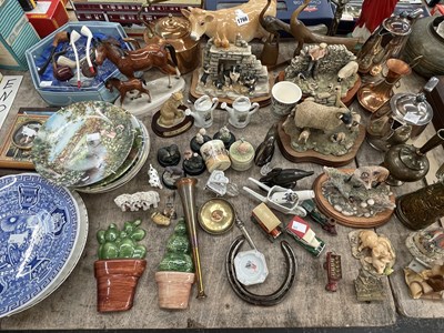 Lot 1766 - A Melba ware cow, other animal figurines,...