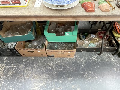 Lot 1767 - Glass wares: jugs, bowls, useful wares, oil...