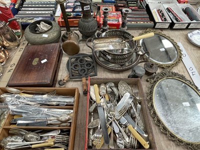 Lot 1769 - Electroplate cutlery, a pair of oval mirrors...