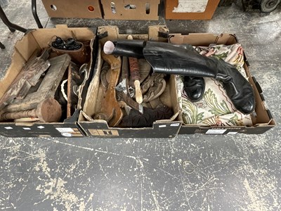 Lot 1773 - A pair of size 42 black boots, various carved...