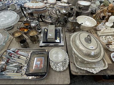 Lot 1796 - Electroplate: tea and coffee wares, frames,...