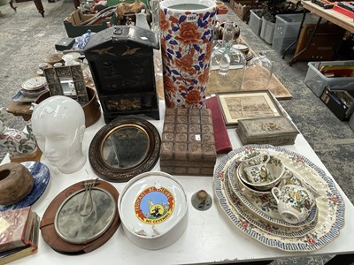 Lot 1804 - An Imari stick stand, mirrors, prints, a slide...