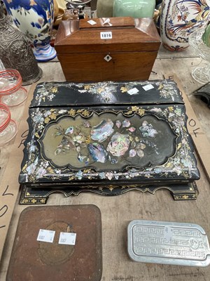 Lot 1816 - A 19th century mother of pearl inlaid black...