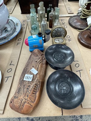Lot 1824 - Vintage bottles, two clocks, a pair of Chinese...