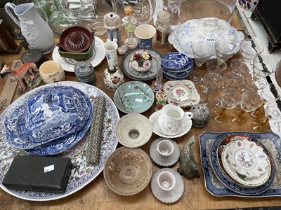 Lot 1839 - A Staffordshire greyhound, decorative ceramics,...