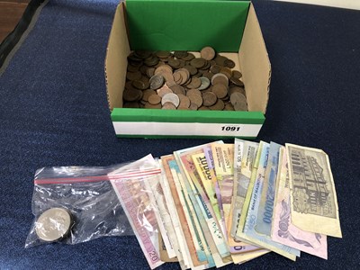 Lot 1091 - Vintage bank notes and coins.