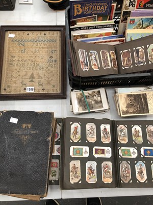 Lot 1208 - A 1847 framed sampler and a collection of...