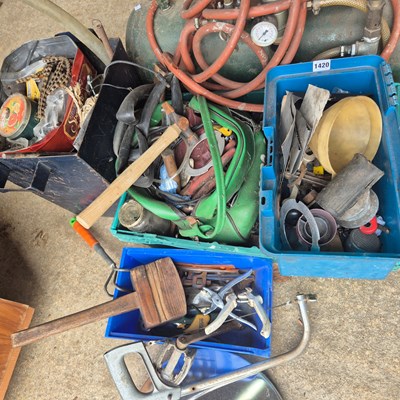 Lot 1420 - Various boxes of misc. tools & fixings,...