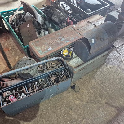 Lot 1448 - Seven steel tool chests containing small...