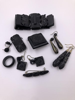 Lot 1023 - A collection of various black mourning-type...