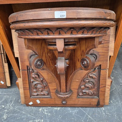 Lot 2201 - A pair of Victorian pitch pine Gothic revival...