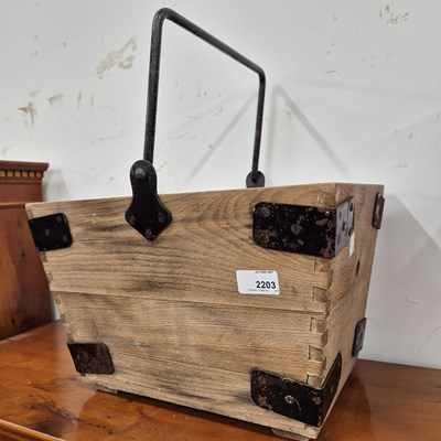 Lot 2203 - A wooden metal bound housemaids box.