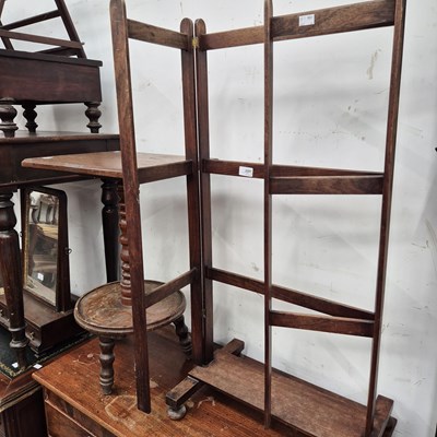 Lot 2207 - A mahogany towel rail and an oak occasional...