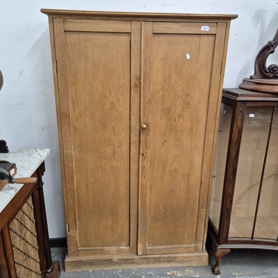 Lot 2217 - An antique pine two door scullery cabinet with...