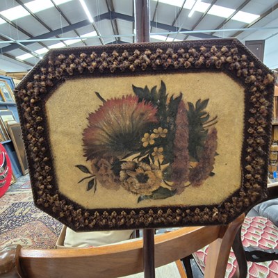 Lot 2236 - A small regency mahogany pole screen with hand-...