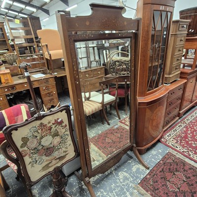 Lot 2238 - A 19th century mahogany and inlaid cheval...