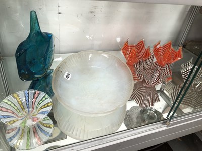 Lot 1850 - An opalescent glass dish, a Mdina style art...