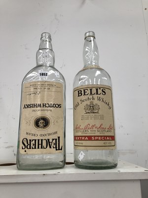 Lot 1852 - Empty 4.5 litre bottles of Teacher's and...