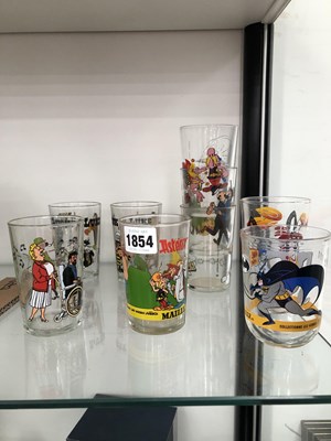 Lot 1854 - Nine tumblers printed with Asterix, Tintin and...
