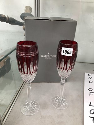 Lot 1865 - A boxed pair of Waterford ruby overlay...