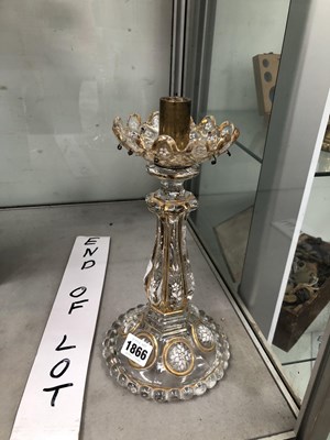 Lot 1866 - A clear glass lustre table lamp base white...