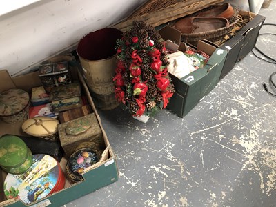 Lot 1874 - Vintage tins, basket work, a pair of north...