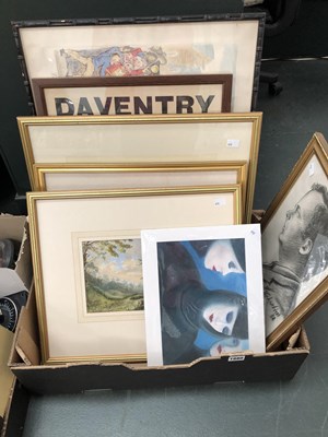 Lot 1880 - A box of watercolour landscapes, a land sale...