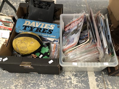 Lot 1897 - A racing helmet, a Davies tyres advert, a pair...