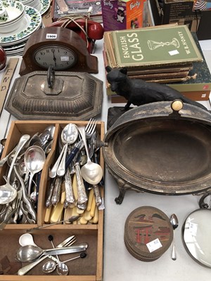 Lot 1906 - An electroplate chafing dish, cutlery, a...