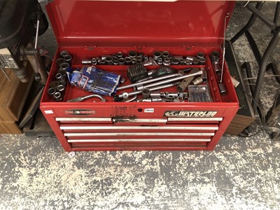 Lot 1913 - A Waterloo metal chest of spanners, a five...