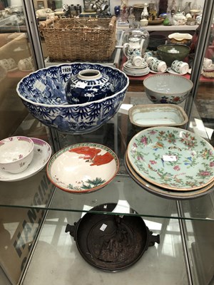 Lot 1928 - Canton plates and a rectangular bowl, a blue...