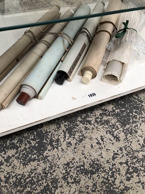 Lot 1935 - Five Oriental scrolls and four fabric pictures