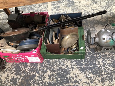 Lot 1938 - An electric bench grinder, a copper warming...