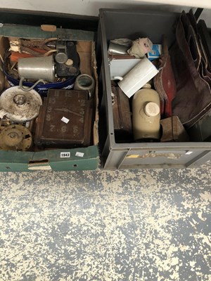 Lot 1943 - Wall clocks, a stone ware hot water bottle,...
