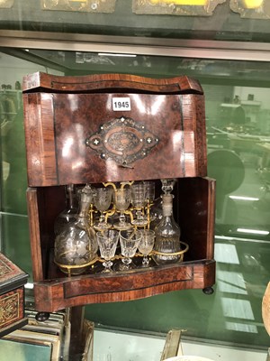 Lot 1945 - A French marquetried burr wood decanater box...