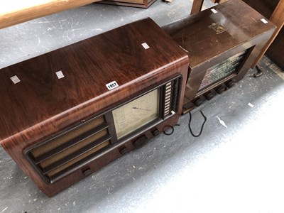 Lot 1957 - Two wooden cased radios by HMV and Ecko