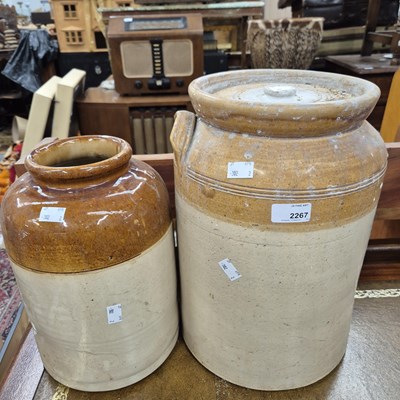 Lot 2267 - Two pottery storage jars.