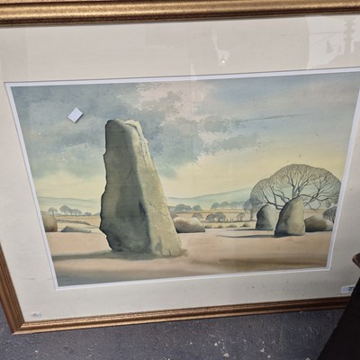 Lot 2289 - A large watercolour standing stones (possibly...