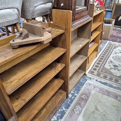 Lot 2301 - Three open-front bookcases and a glazed cabinet.