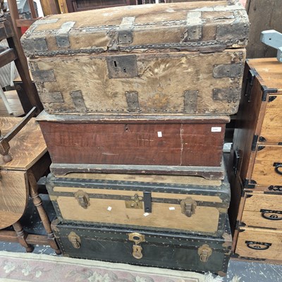 Lot 2309 - A 19th-century pine blanket box with a domed...