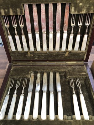 Lot 1079a - A part cased Elkington & Co cutlery set with...
