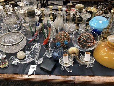 Lot 1963 - A pair of clear glass lustres, vases,...