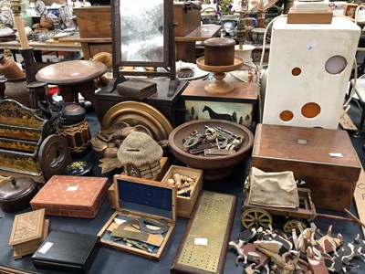 Lot 1965 - Wooden boxes, wooden cattle, a dressing table...