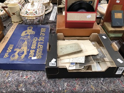 Lot 1968 - A boxed Isle of Lewis chess set, 45rpm records,...