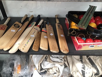 Lot 1996 - Nine souvenir miniature cricket bats, together...