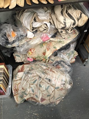 Lot 1997 - Crewel work, floral printed and bamboo striped...