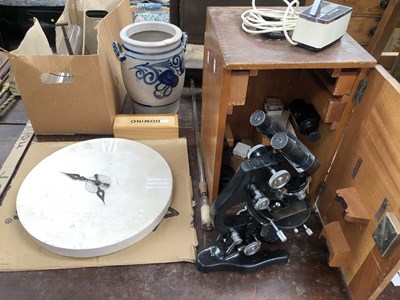 Lot 1999 - A cased Zeiss binocular microscope together...