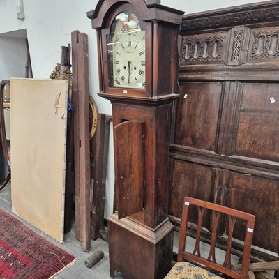 Lot 2321 - A Georgian long-case clock with painted wooden...