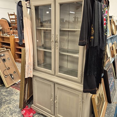 Lot 2340 - A modern grey-painted display cabinet.